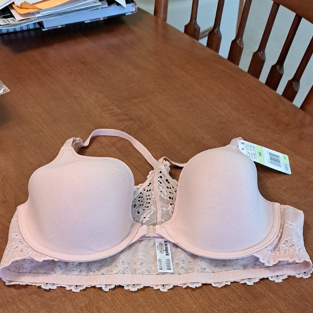 B Tempted Elegant Lace Trimmed Pink Bra 38B